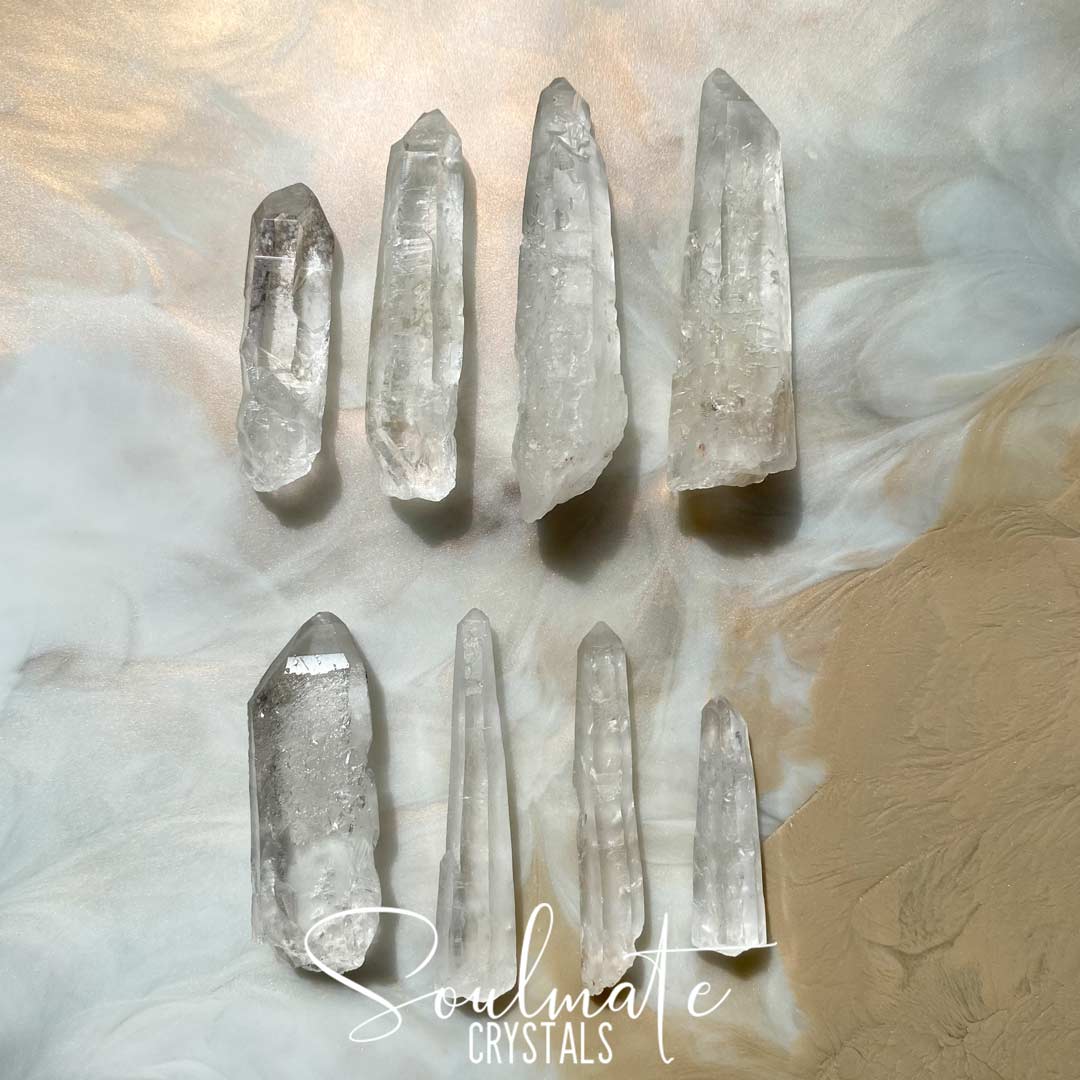 Soulmate Crystals Lemurian Seed Quartz Raw Natural Crystal Point, Clear Crystal Point for Ancient Wisdom, Activation, Spirituality, Meditation, Energy Tool.