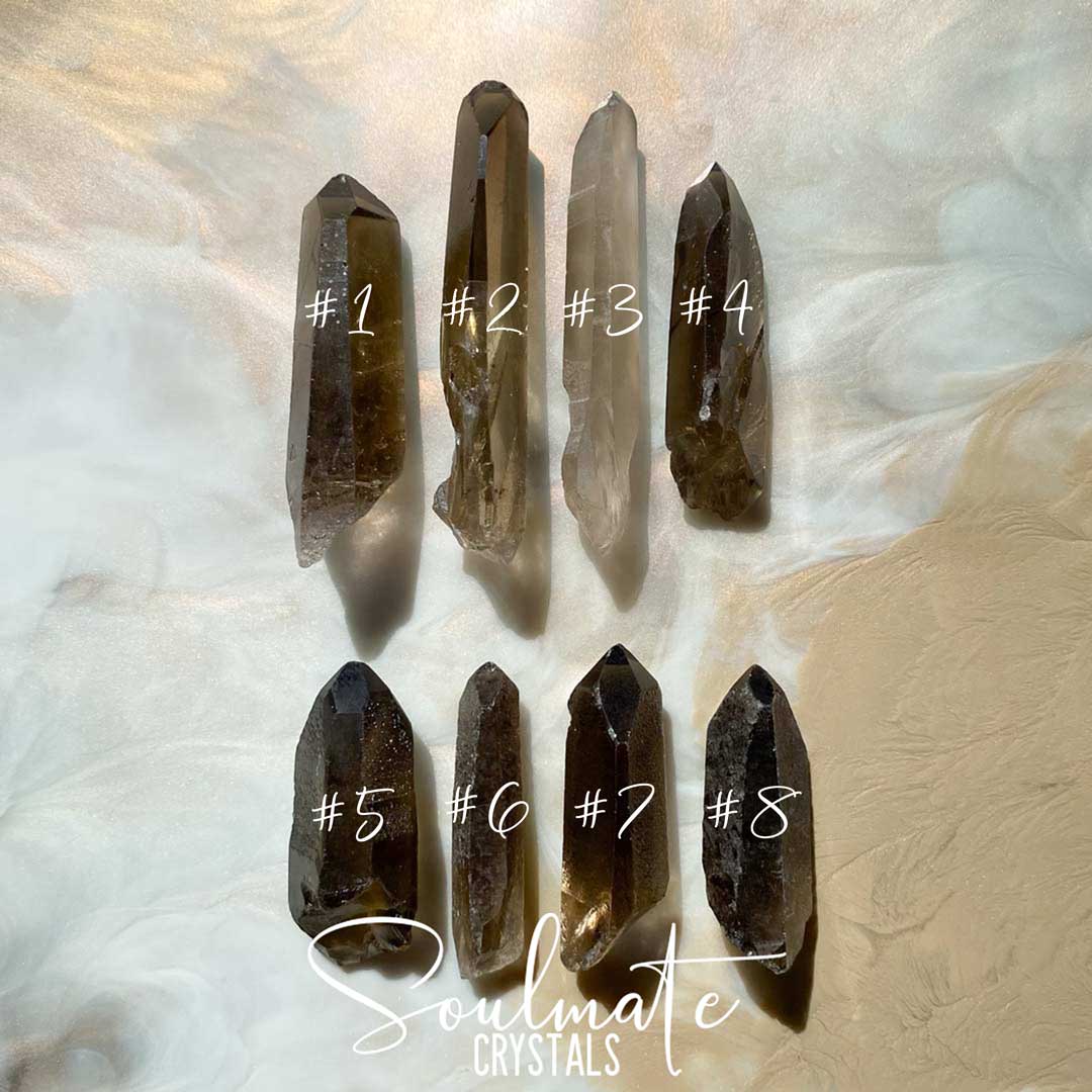 Soulmate Crystals Lemurian Smoky Seed Quartz Raw Natural Crystal Point, Brown Translucent Crystal for Grounding, Ancient Wisdom, Activation, Spirituality, Meditation, Energy Tool.
