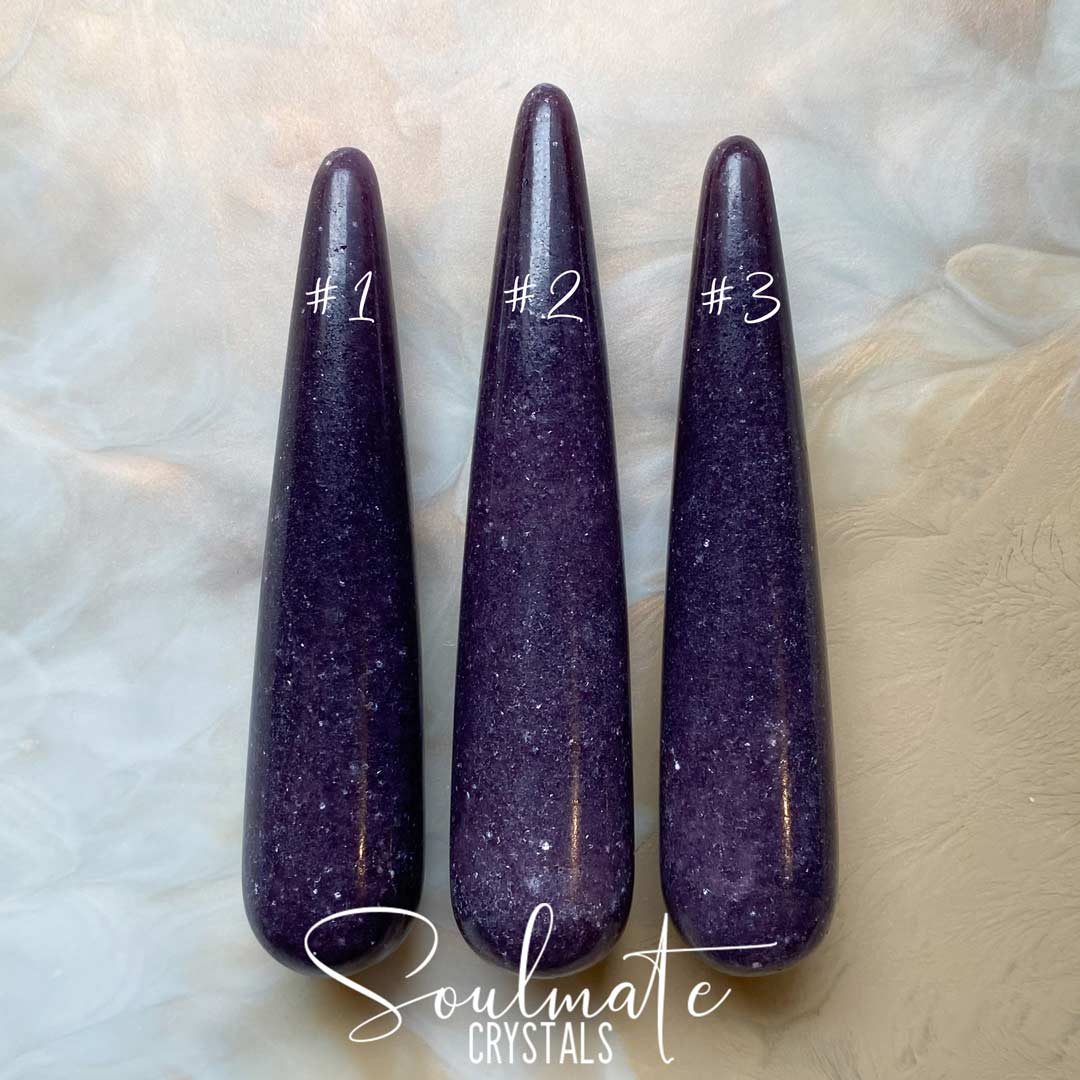 Soulmate Crystals Lepidolite Polished Crystal Wand, Purple Crystal for Anxiety, Emotional Balance, Inner Peace.