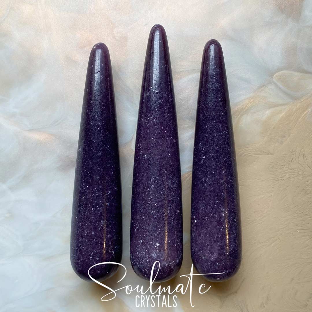 Soulmate Crystals Lepidolite Polished Crystal Wand, Purple Crystal for Anxiety, Emotional Balance, Inner Peace.