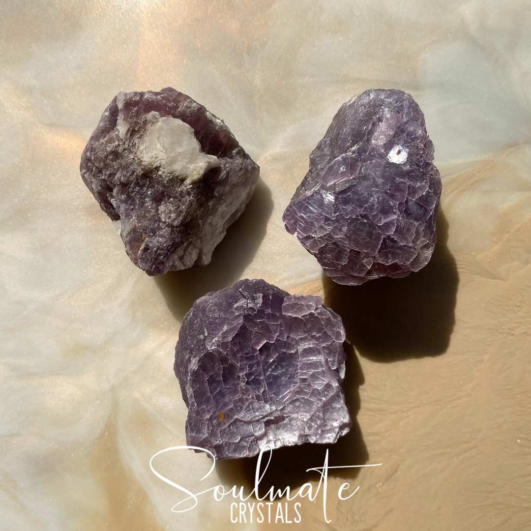Soulmate Crystals Lepidolite Raw Natural Stone, Lavender, Lilac or Purple Crystal for Balance