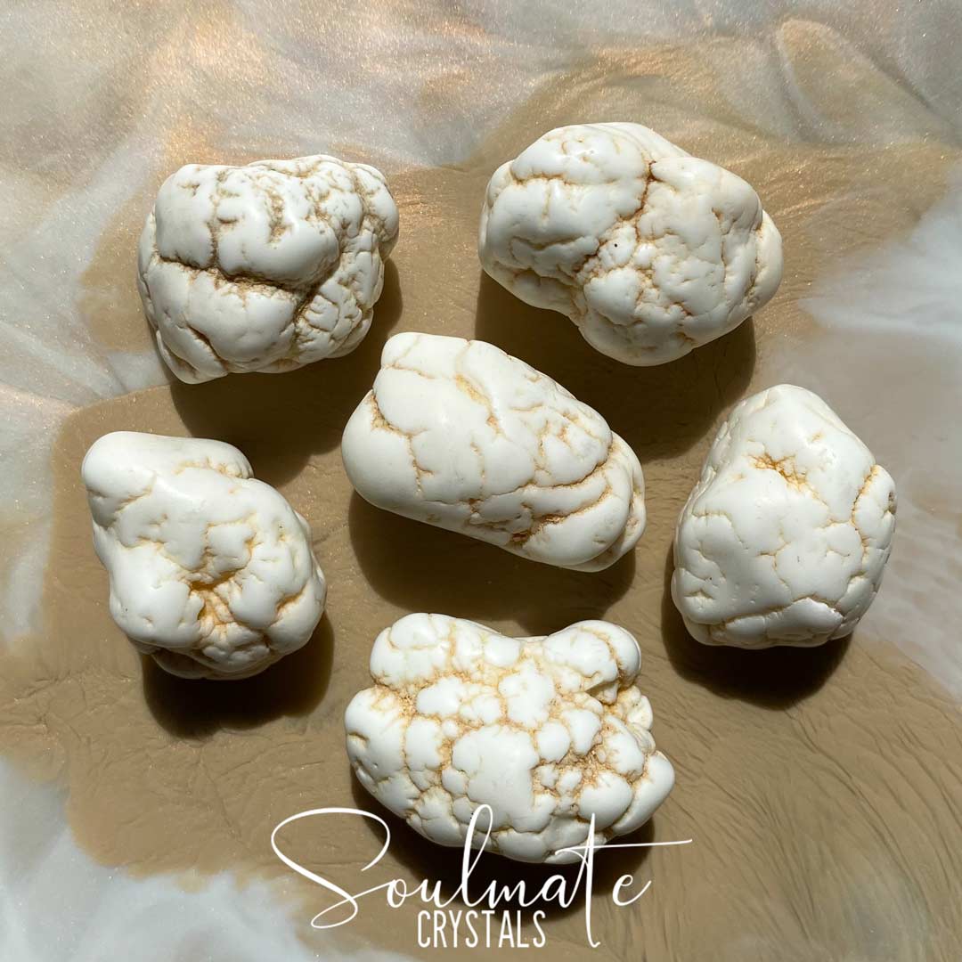 Soulmate Crystals Magnesite Tumbled Stone, Creamy White Crystal for Mindfulness, Balance, Calm, Relaxation and Overcoming Exhaustion.