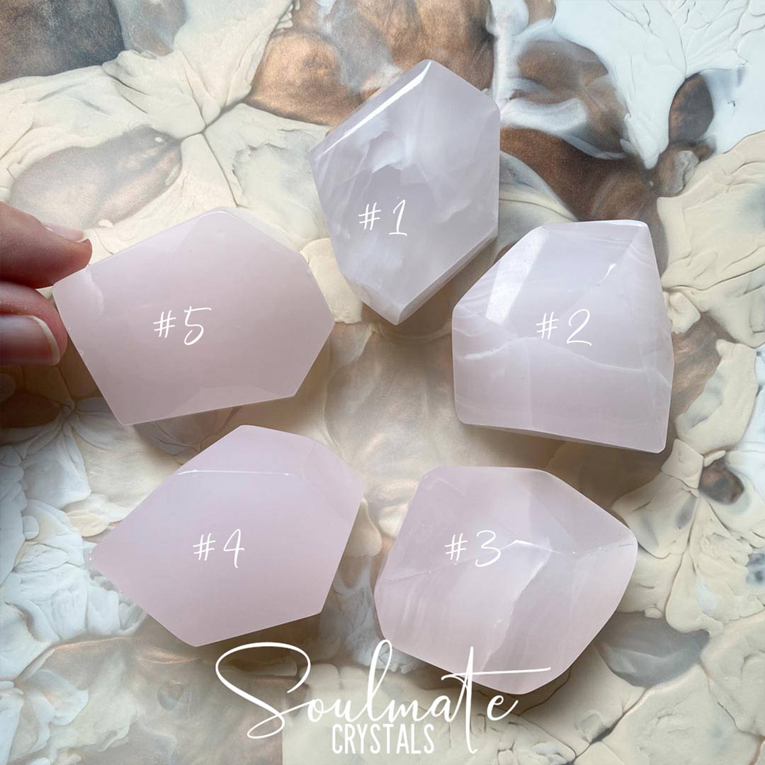 Soulmate Crystals Mangano Calcite Polished Crystal Freeform, Pale Pink Crystal for Unconditional Love, Self-Love and Forgiveness