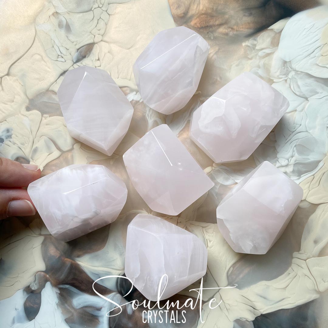 Soulmate Crystals Mangano Calcite Polished Crystal Freeform, Pale Pink Crystal for Unconditional Love, Self-Love and Forgiveness