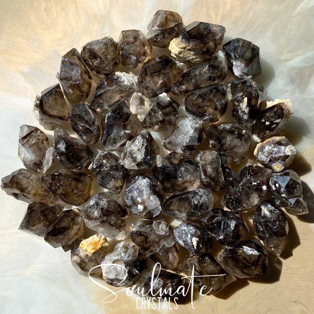 Soulmate Crystals Mooralla Smoky Quartz Raw Natural Stone, Smoky Brown Double Terminated Crystal Points, Size Medium
