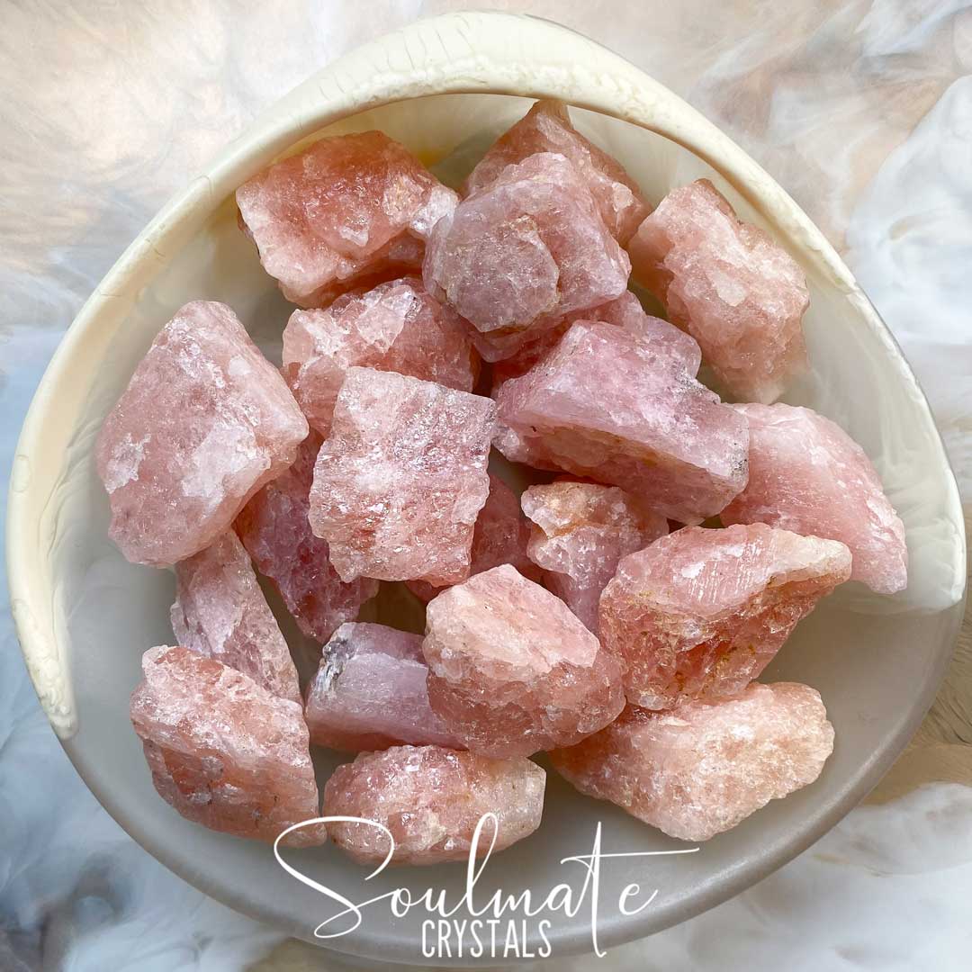 Soulmate Crystals Morganite Raw Natural Stone, Peach Pink Crystal for Heart, Abundant Love, Relationships and Fairness.
