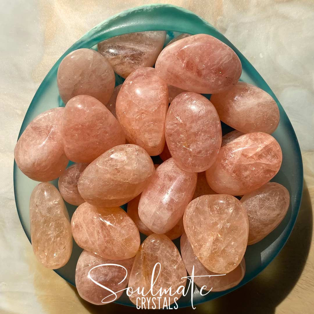 Soulmate Crystals Morganite Tumbled Stone, Peach Pink Crystal for Heart, Abundant Love, Relationships and Fairness.