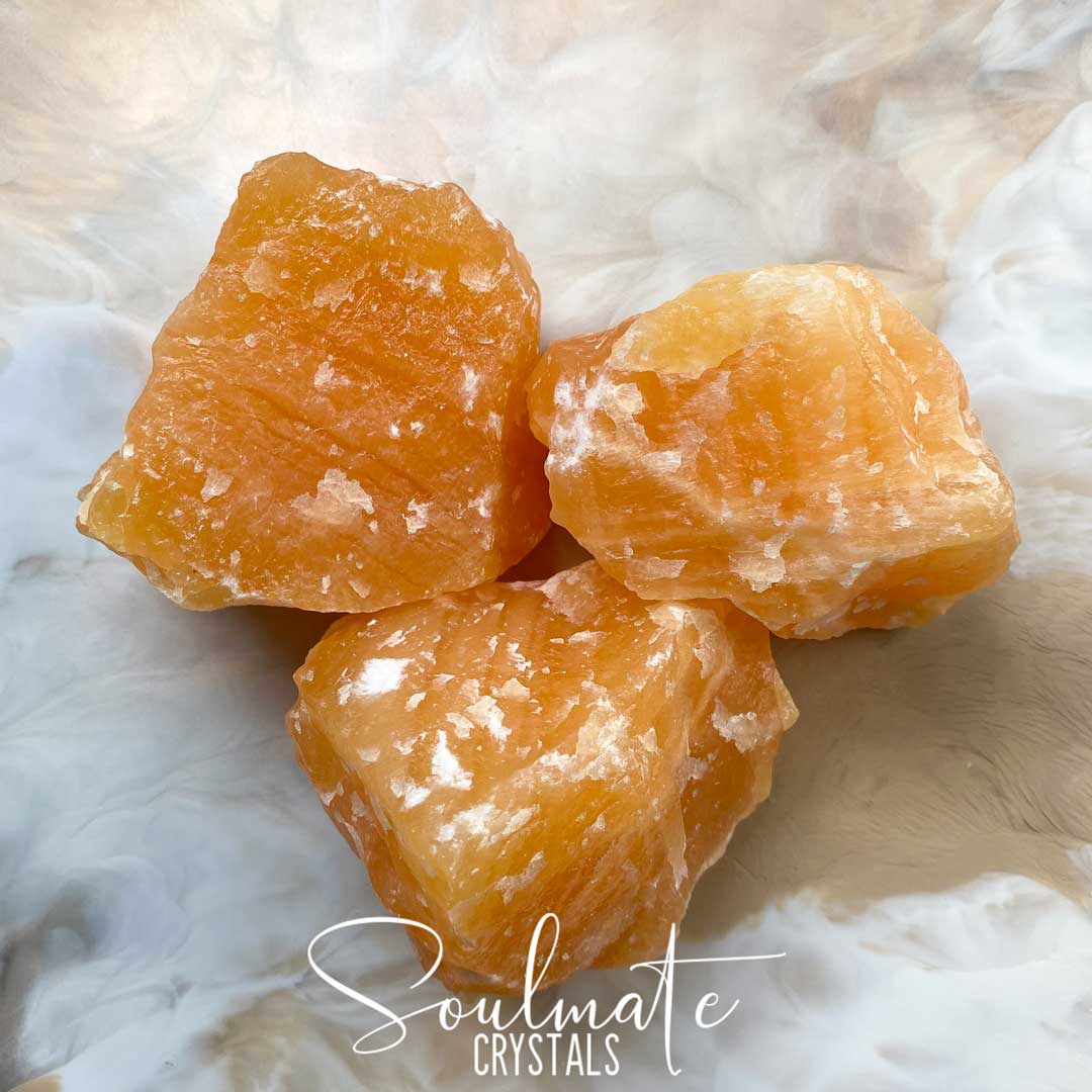 Soulmate Crystals Orange Calcite Raw Natural Stone, Unpolished Orange Crystal for Creativity, Emotional Balance, Vitality,
