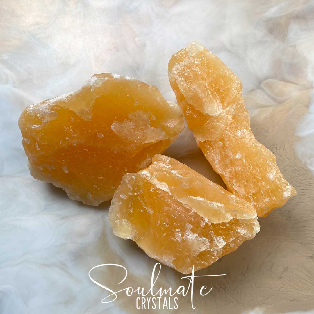 Soulmate Crystals Orange Calcite Raw Natural Stone, Unpolished Orange Crystal for Creativity, Emotional Balance, Vitality.