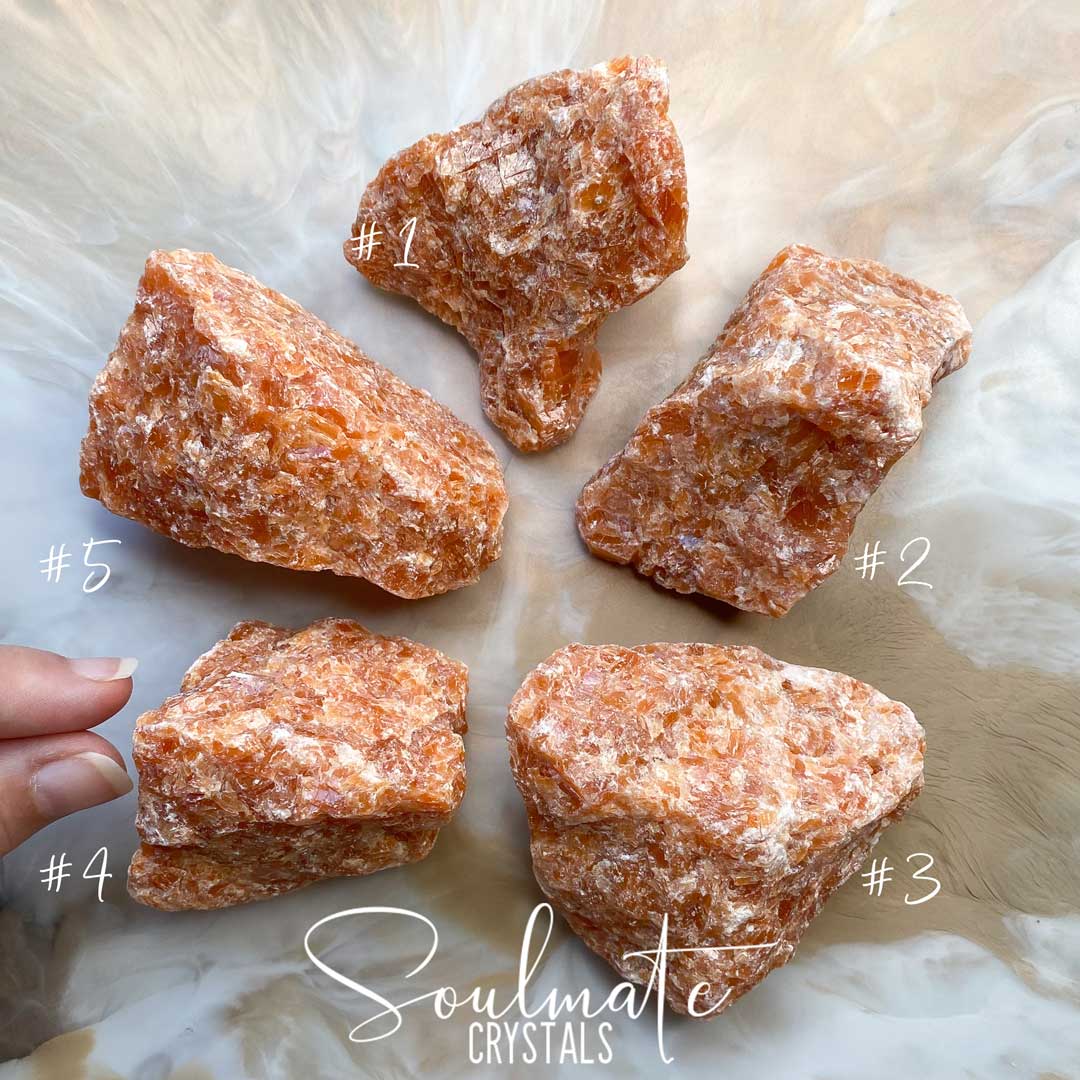 Soulmate Crystals Orchid Calcite Raw Natural Stone, Tangerine Orange Crystal for Passion, Creativity