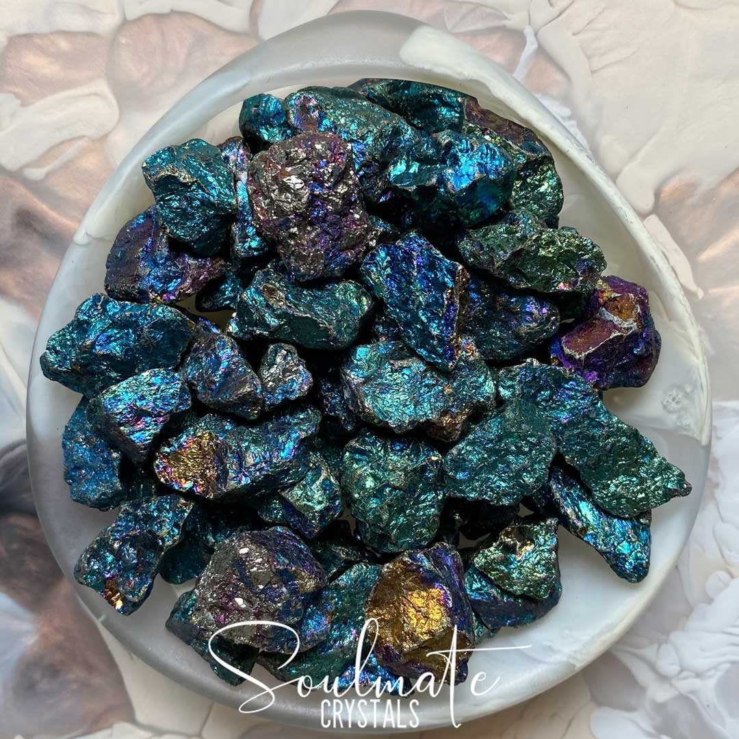 Soulmate Crystals Peacock Ore Bornite Raw Stone, Gold, Purple, Pink, Blue, Rough Rock for Happiness