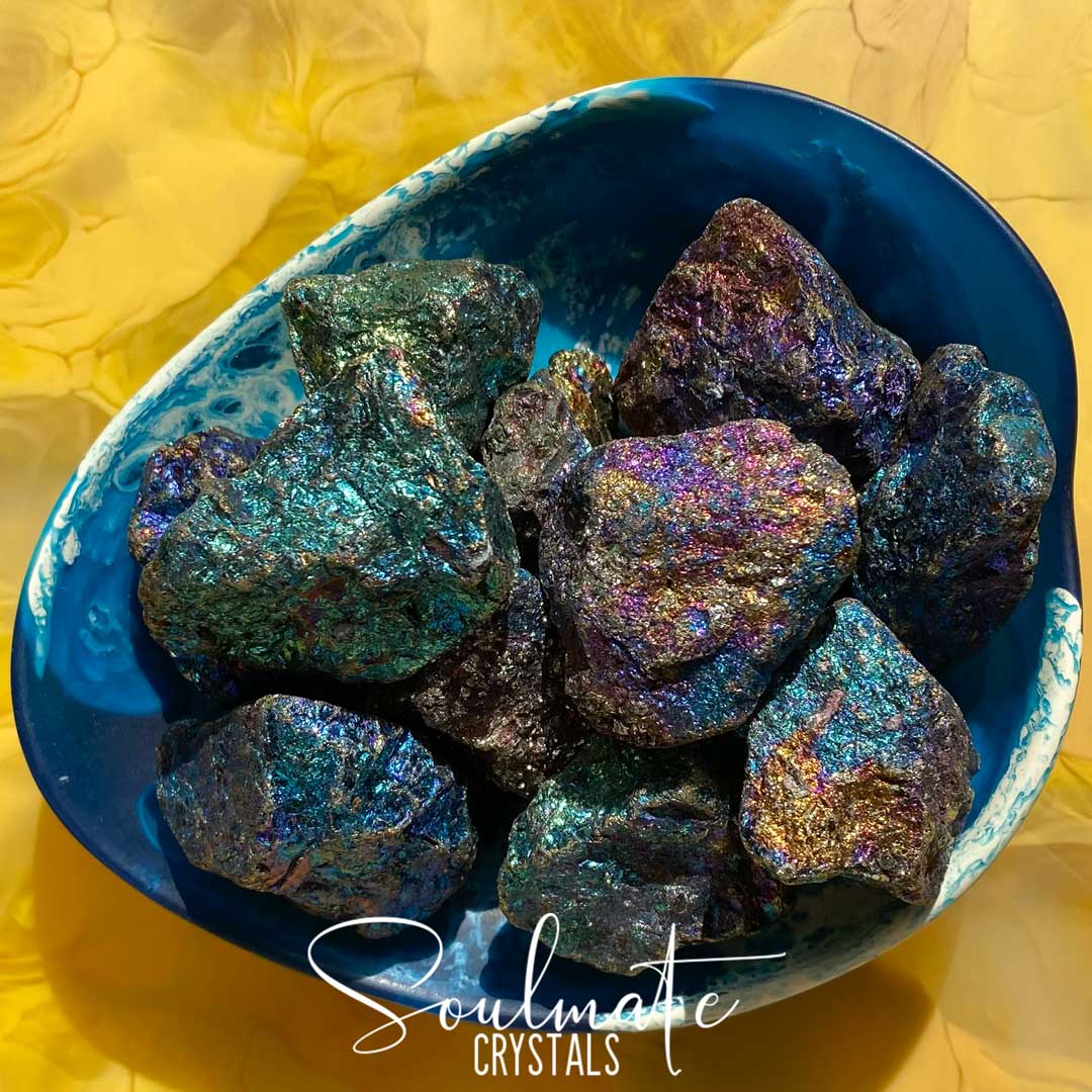 Soulmate Crystals Peacock Ore Bornite Raw Stone, Gold, Purple, Pink, Blue, Rough Rock for Happiness