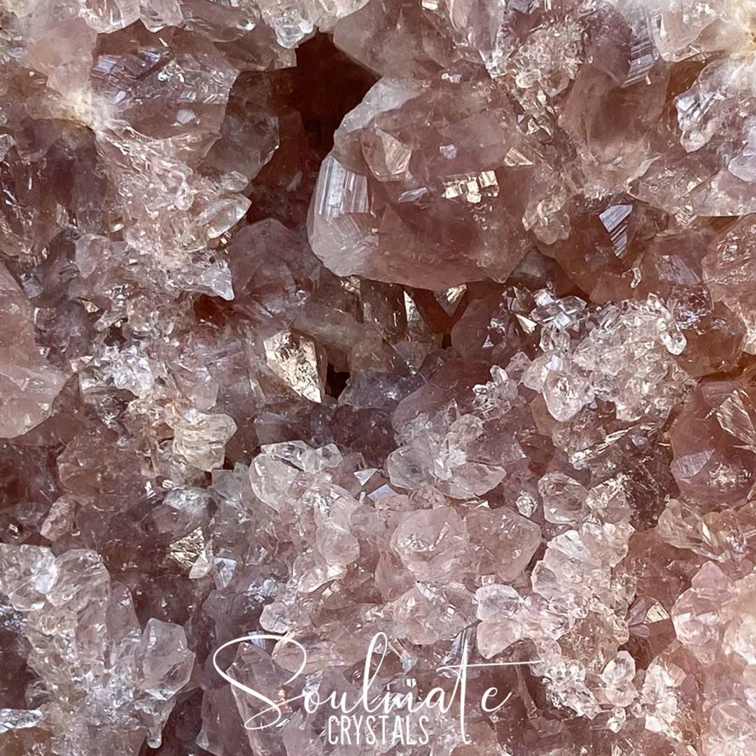 Soulmate Crystals Pink Amethyst Raw Natural Half Geode, Pink Crystal for Love, Self-Love, Spritual Growth, Compassion, Self-Expression.