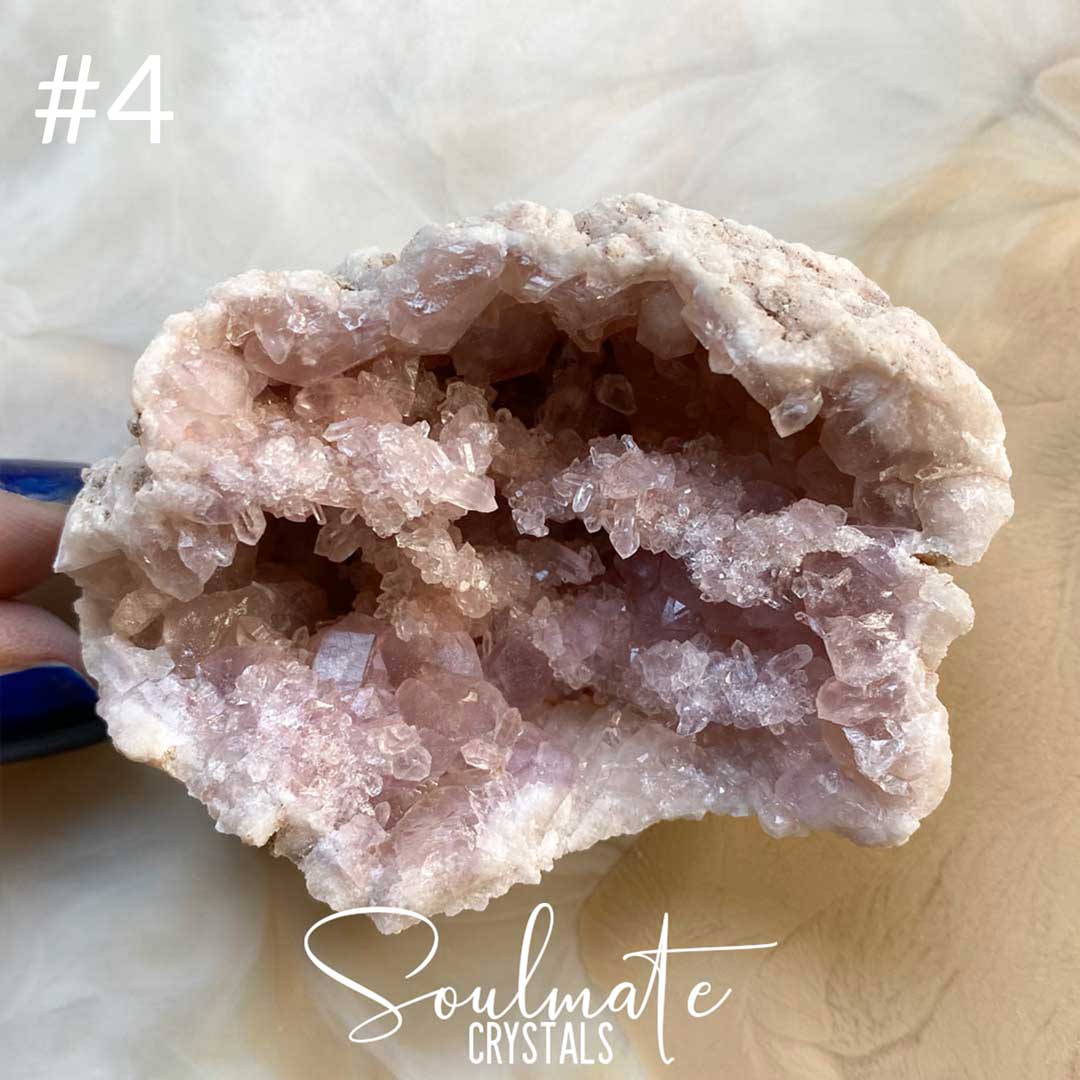 Soulmate Crystals Pink Amethyst Raw Natural Half Geode, Pink Crystal for Love, Self-Love, Spritual Growth, Compassion, Self-Expression.