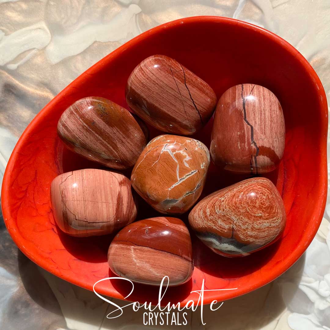 Soulmate Crystals Poppy Jasper Tumbled Stone, Pink Red Crystal for Passion, Harmony, Grounding, Libido