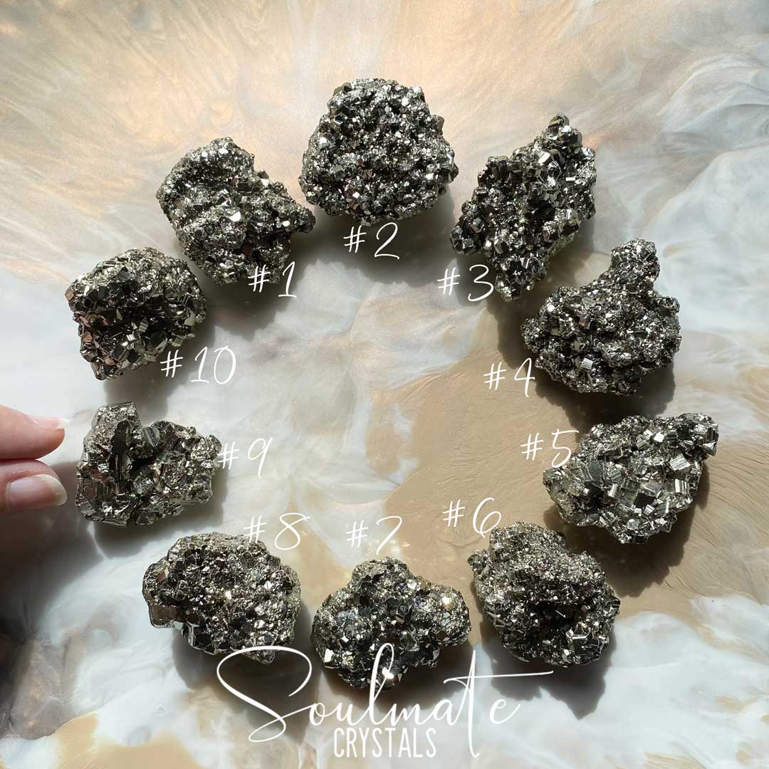 Soulmate Crystals Pyrite Raw Natural Stone Cluster, Brassy Metallic Stone for Wealth, Manifestation