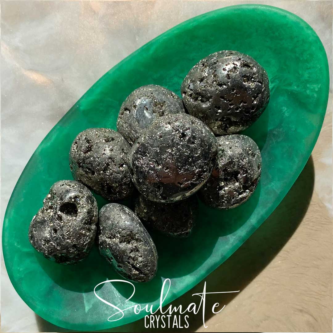 Soulmate Crystals Pyrite Tumbled Stone, Golden Metallic Stone for Wealth, Manifestation.