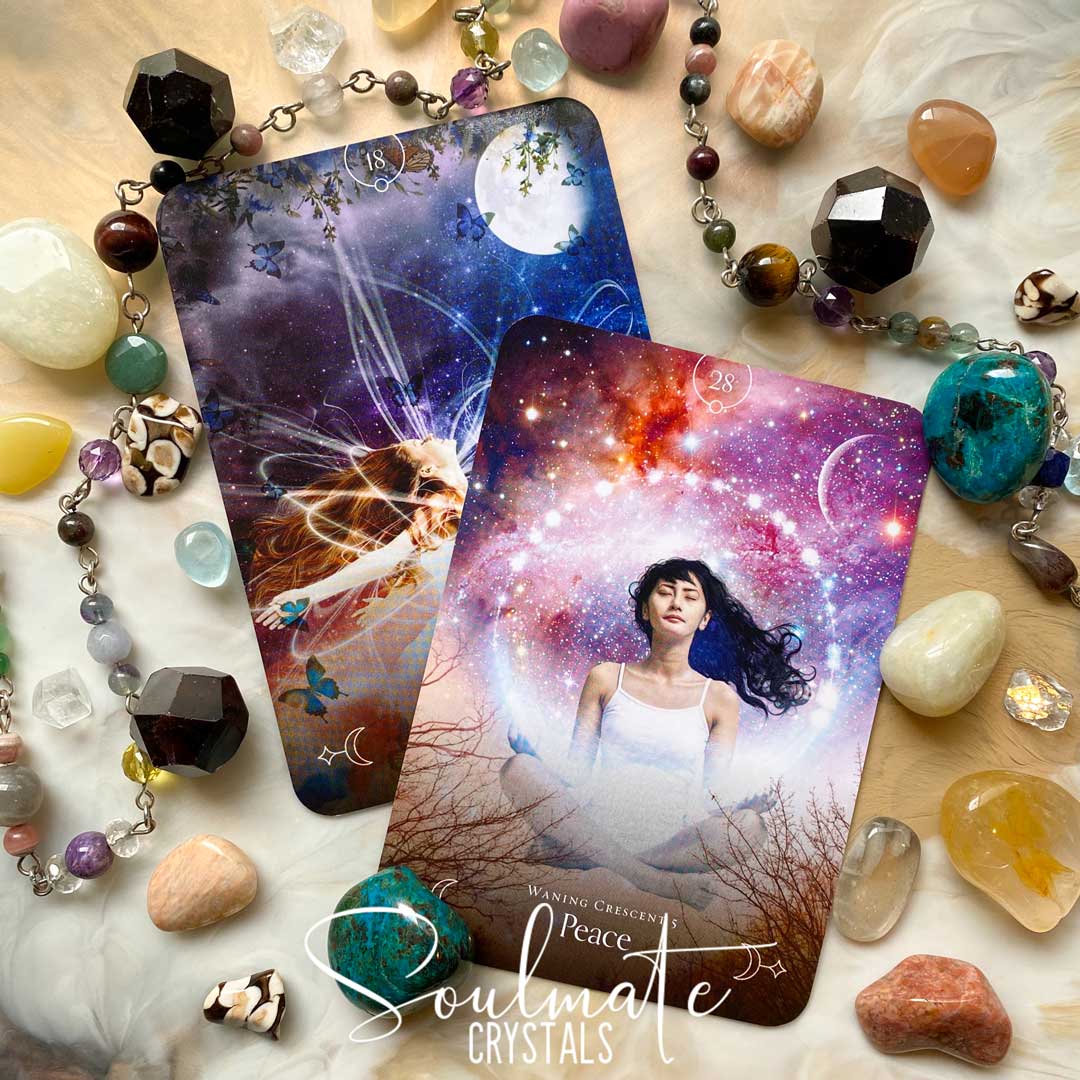 Soulmate Crystals Queen of the Moon Oracle Card Deck Stacey Demarco, Boxed Set of Oracle Cards for Divination