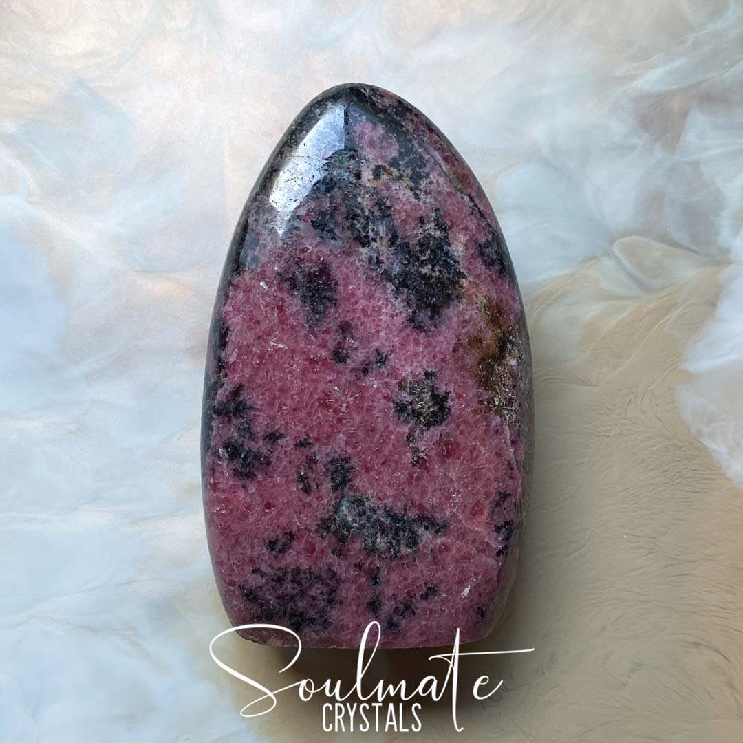 Soulmate Crystals Rhodonite Polished Crystal Freeform, Pink Crystal for Unconditional Love, Forgiveness.