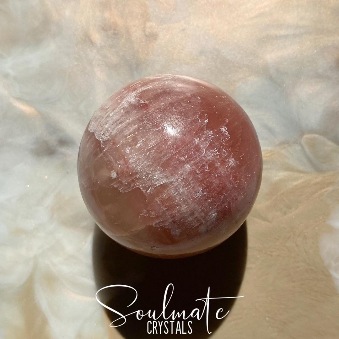 Soulmate Crystals Rose Calcite Polished Crystal Sphere, Rose Pink Crystal for Self-Love, Emotional Wellbeing, Compassion, Forgiveness
