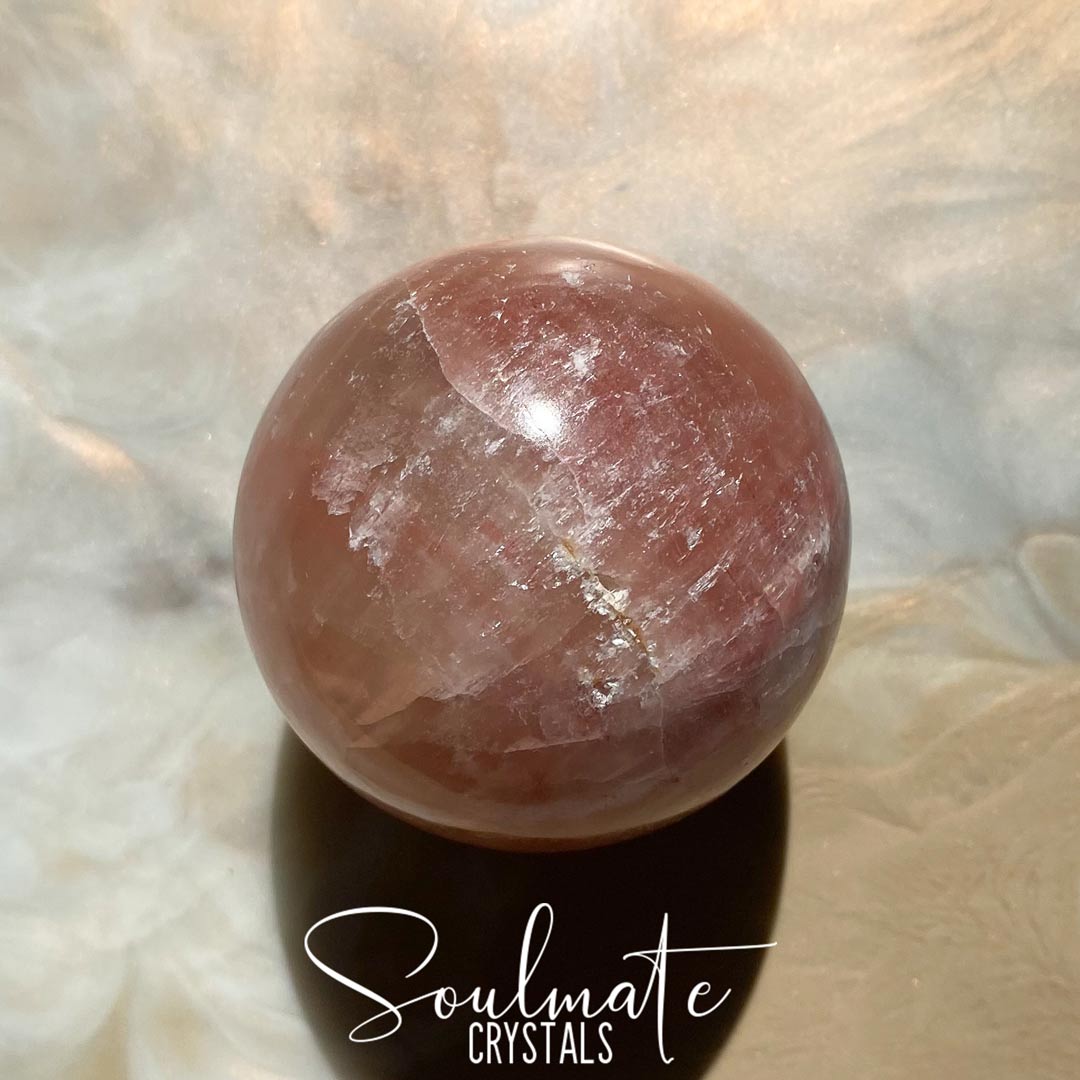 Soulmate Crystals Rose Calcite Polished Crystal Sphere, Rose Pink Crystal for Self-Love, Emotional Wellbeing, Compassion, Forgiveness
