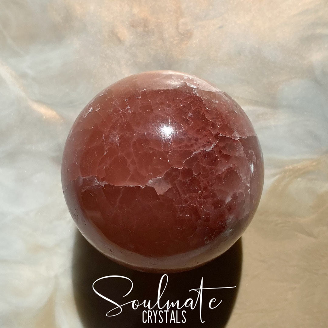 Soulmate Crystals Rose Calcite Polished Crystal Sphere, Rose Pink Crystal for Self-Love, Emotional Wellbeing, Compassion, Forgiveness