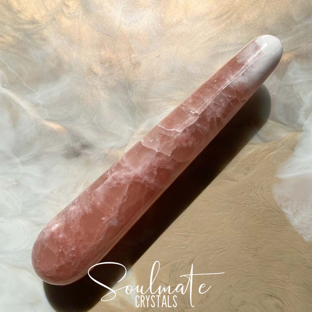 Soulmate Crystals Rose Calcite Polished Crystal Wand, Rose Pink Crystal for Self-Love, Emotional Wellbeing, Compassion, Forgiveness
