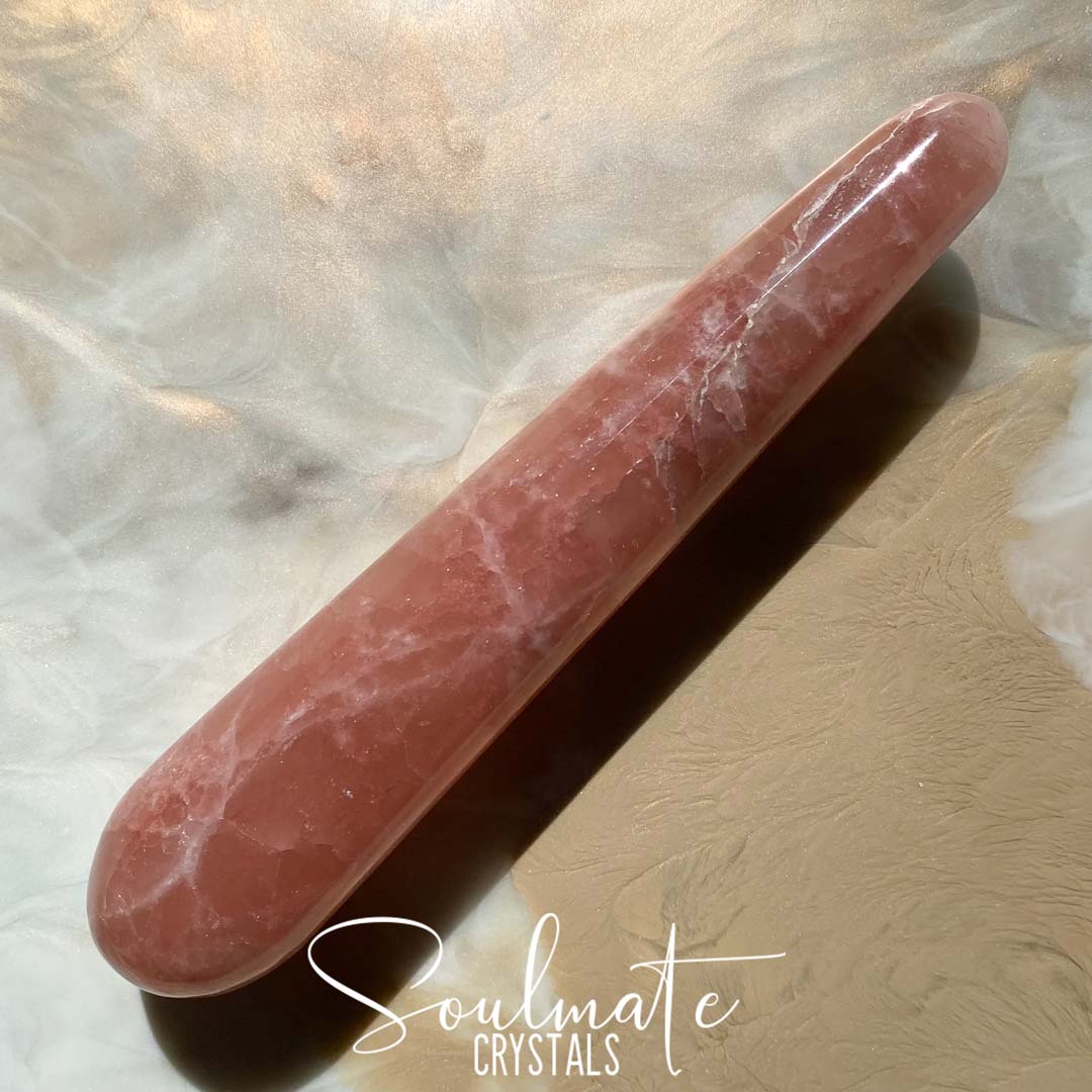 Soulmate Crystals Rose Calcite Polished Crystal Wand, Rose Pink Crystal for Self-Love, Emotional Wellbeing, Compassion, Forgiveness