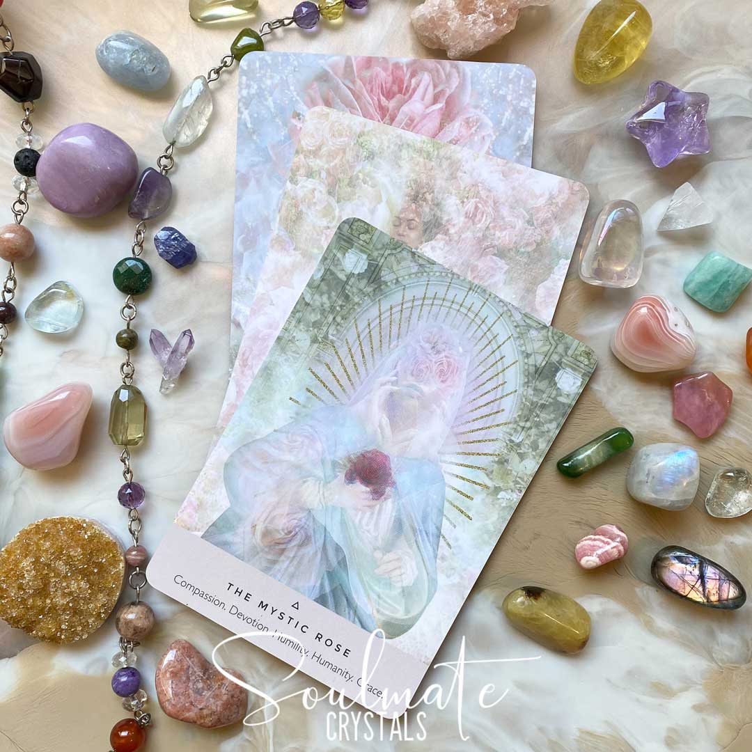 Soulmate Crystals The Rose Oracle Card Deck Rebecca Campbell, Pink Oracle Card Boxed Set of Cards for Divination