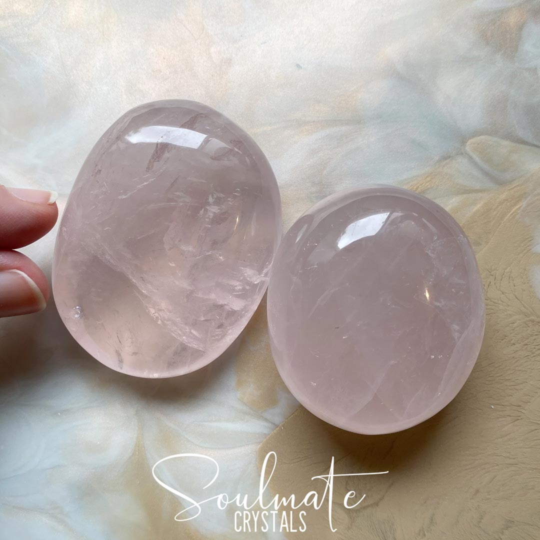 Soulmate Crystals Rose Quartz Pink Polished Crystal Heart, Pink Crystal for Self-Love and Love