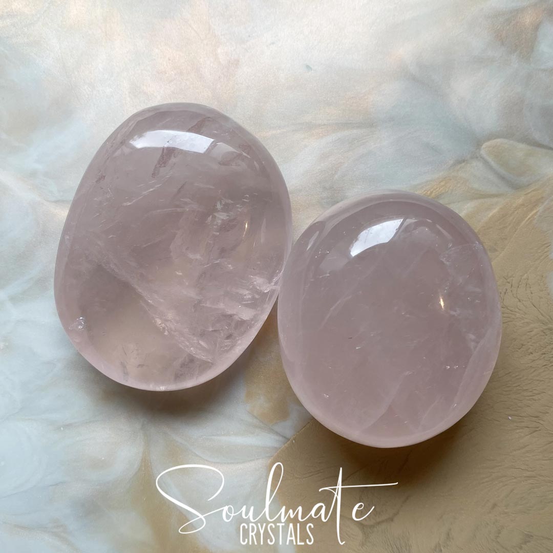 Soulmate Crystals Rose Quartz Pink Polished Crystal Heart, Pink Crystal for Self-Love and Love