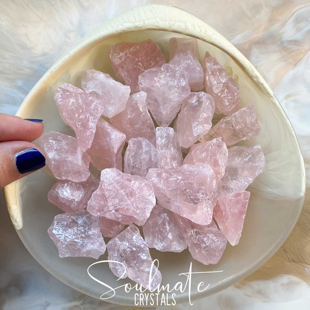 Soulmate Crystals Rose Quartz Raw Natural Stone, Pink Rough Unpolished Crystal Piece