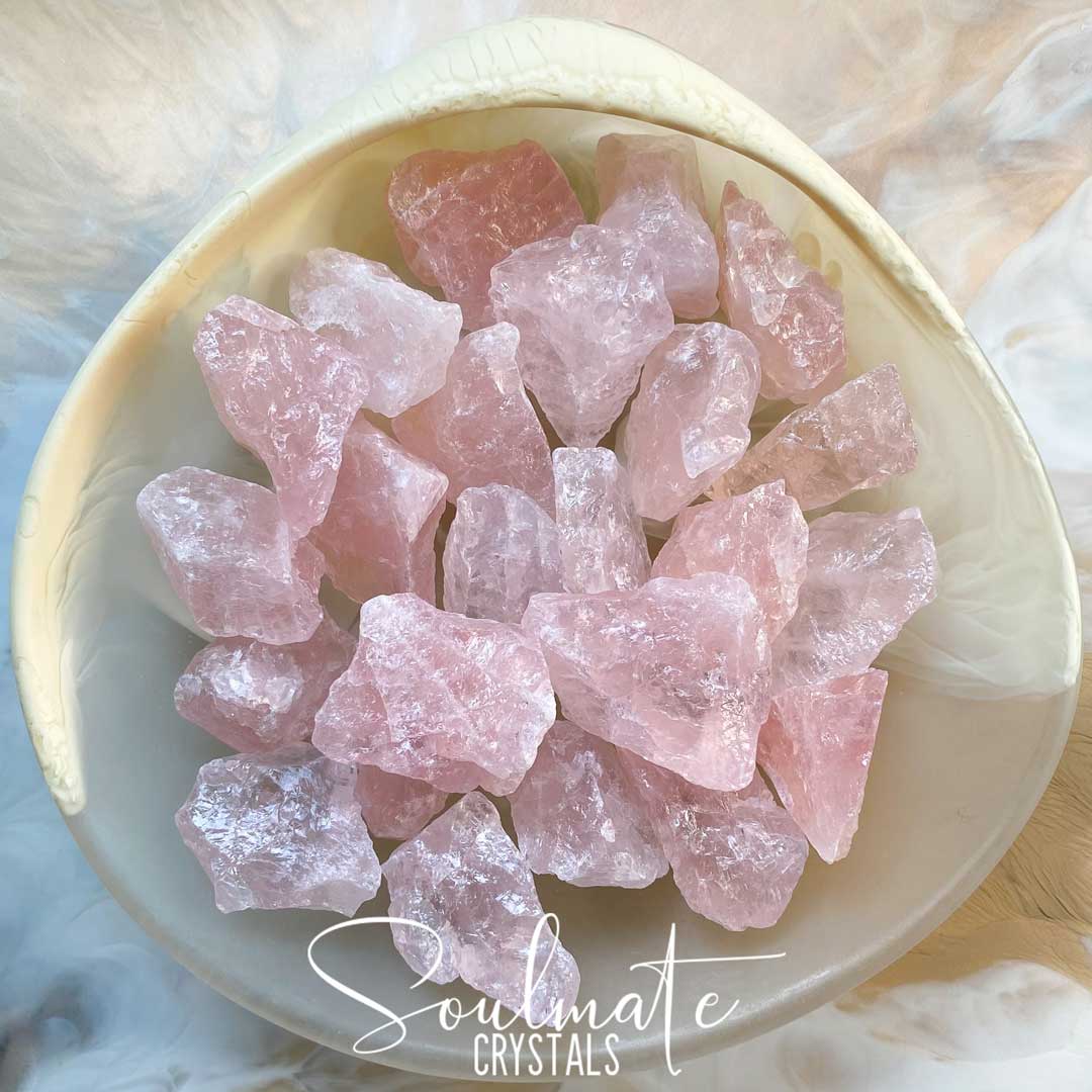 Soulmate Crystals Rose Quartz Raw Natural Stone, Pink Rough Unpolished Crystal Piece