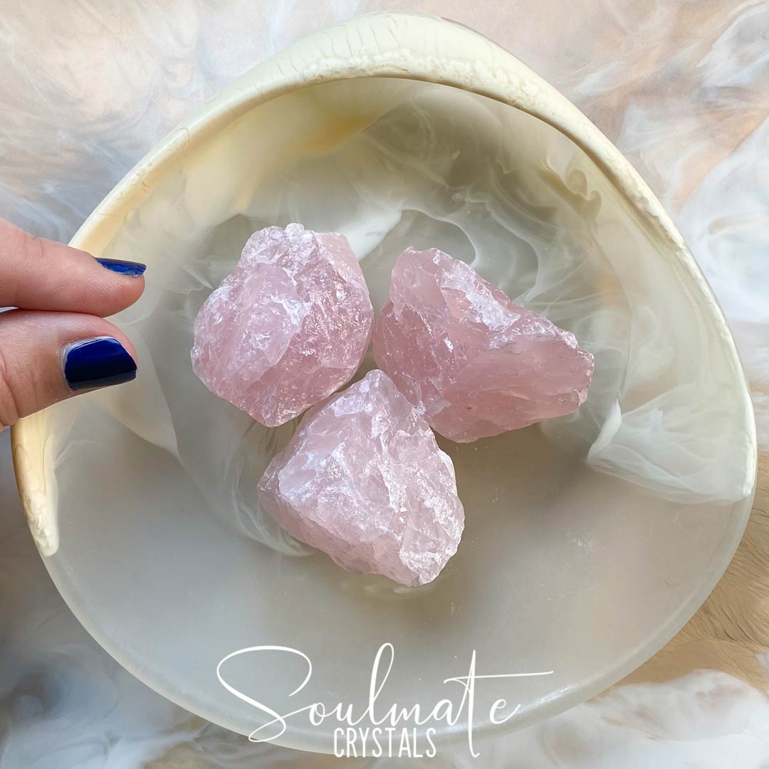 Soulmate Crystals Rose Quartz Raw Natural Stone, Pink Rough Unpolished Crystal Chunk