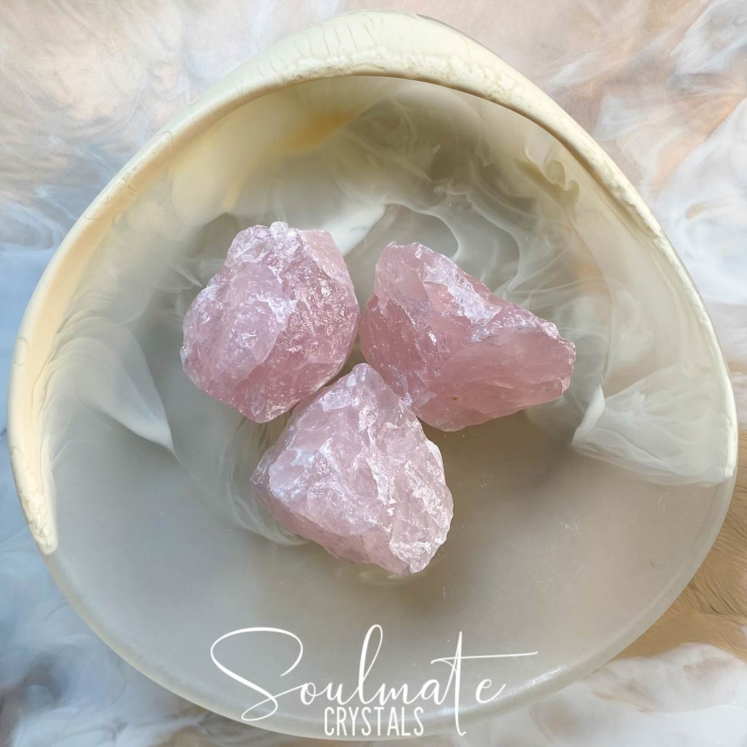 Soulmate Crystals Rose Quartz Raw Natural Stone, Pink Rough Unpolished Crystal Chunk