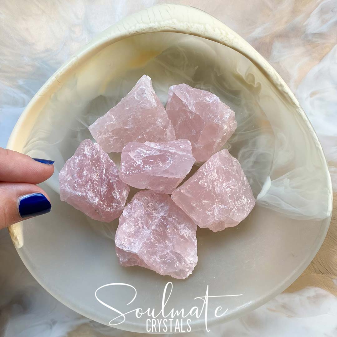Soulmate Crystals Rose Quartz Raw Natural Stone, Pink Rough Unpolished Crystal Pieces, Unconditional Love