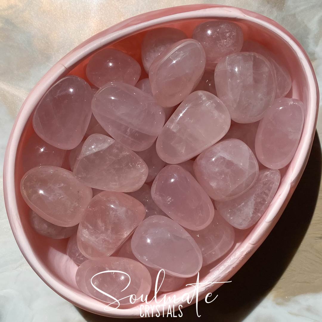 Soulmate Crystals Rose Quartz Tumbled Stone, Pink Crystal for Self-Love and Love, Divine Feminine, Spiritual Love.