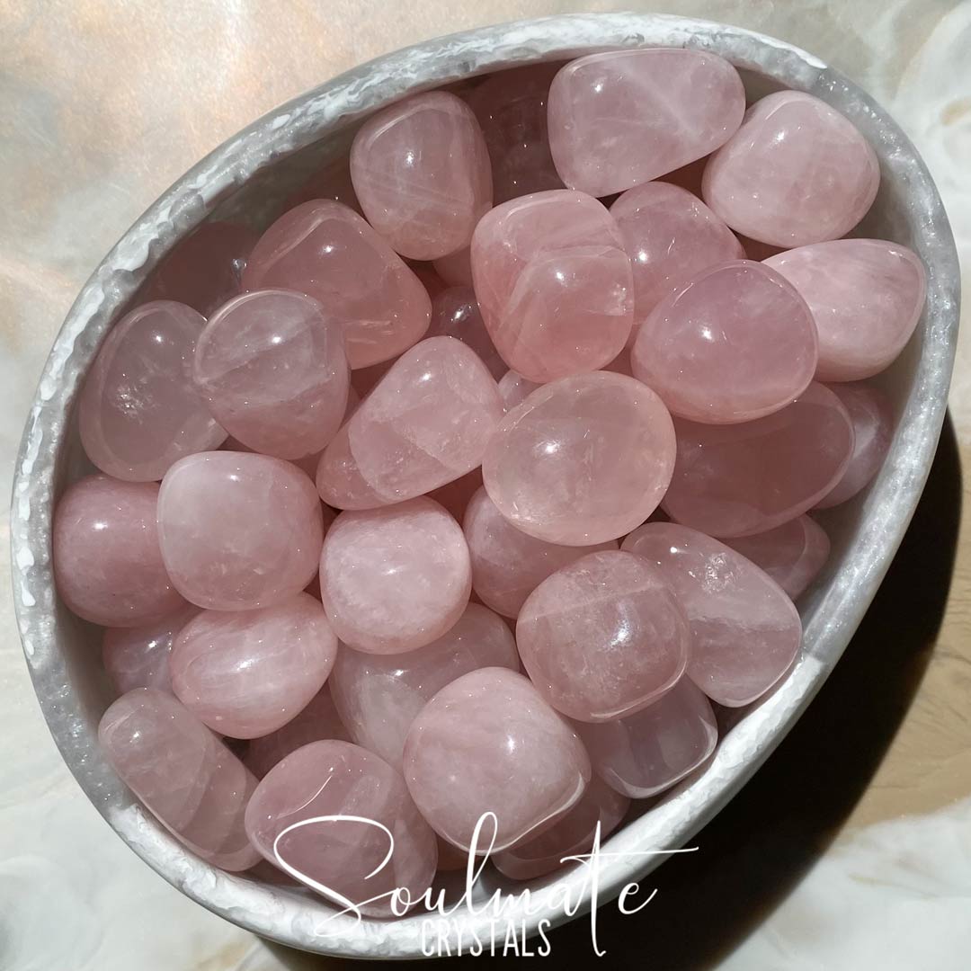 Soulmate Crystals Rose Quartz Tumbled Stone, Pink Crystal for Self-Love and Love, Divine Feminine, Spiritual Love.