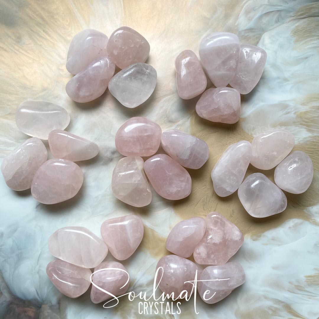 Soulmate Crystals Rose Quartz Tumbled Stone, Pink Crystal for Self-Love and Love