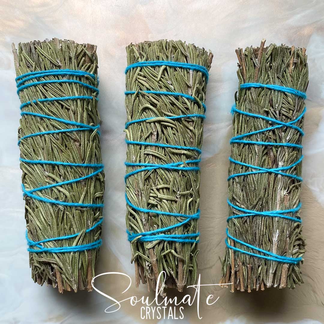 Soulmate Crystals Rosemary Herbal Cleansing Stick Bundle, Dried Green Leaf Bundle of Rosemary Sticks for Smoke Cleansing, Protection and Purification.