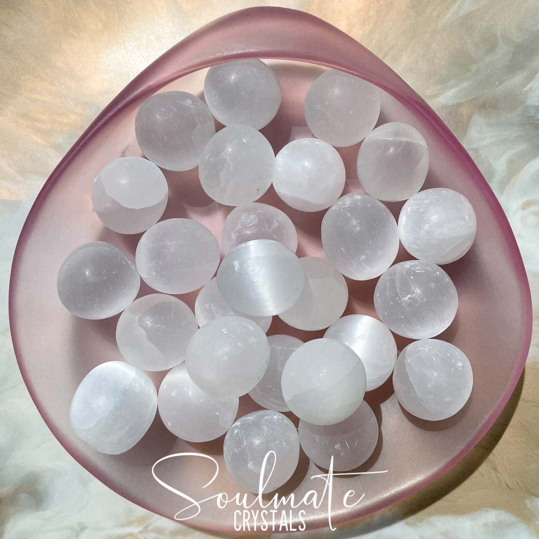 Soulmate Crystals White Selenite Tumbled Stone, White Gypsum Crystal for Energetic Cleansing