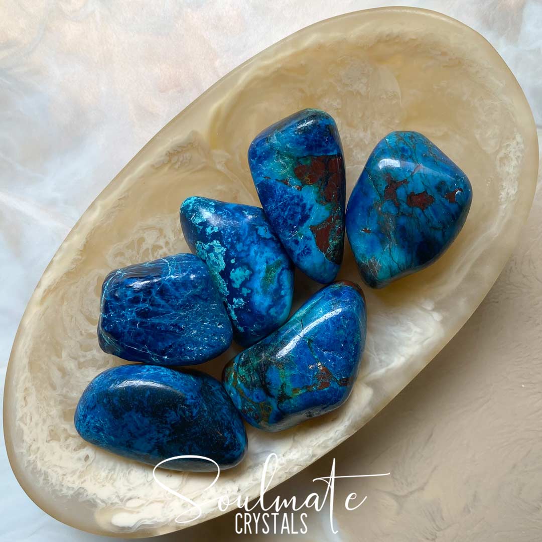 Soulmate Crystals Shattuckite Tumbled Stone, Blue Crystal for Liberation and Wisdom