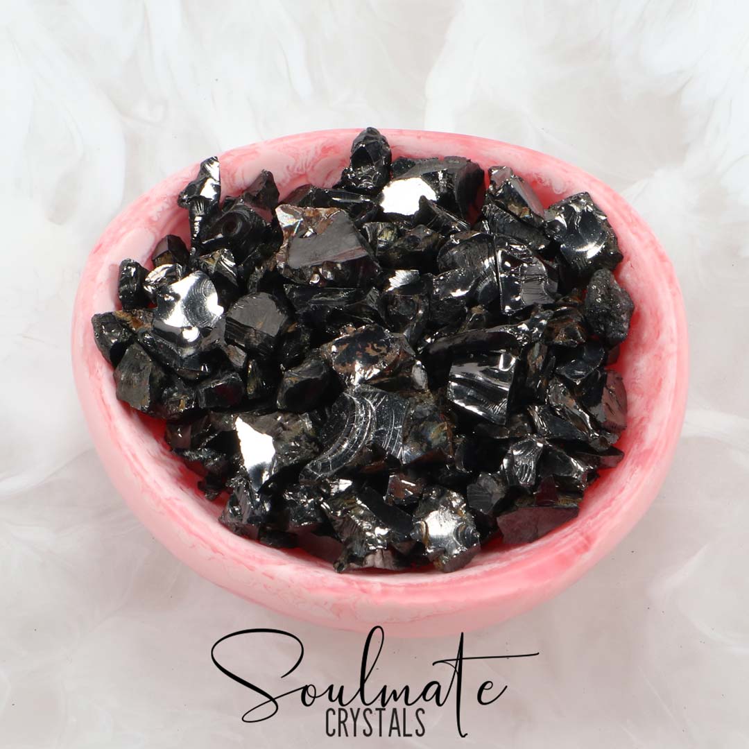 Soulmate Crystals Elite Noble Shungite Raw Stone, Natural Black Crystal for EMF Protection, Detoxification and Purification, Size XS, Extra Small
