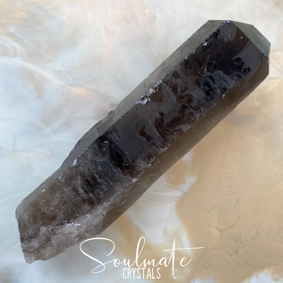Soulmate Crystals Smoky Quartz Raw Point Natural Wand, Unpolished Smoky Quartz Crystal Point, Grounding, Size Jumbo