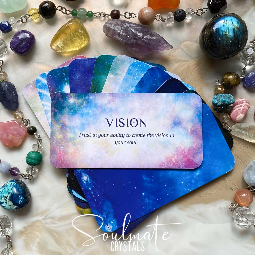 Soulmate Crystals Star Seeds Mini Oracle Card Deck Nari Anastarsia, Printed Boxed Card Deck for Spritual Growth Wisdom, Inspiration, Wellbeing, Self-Love, Personal Power, Awareness.