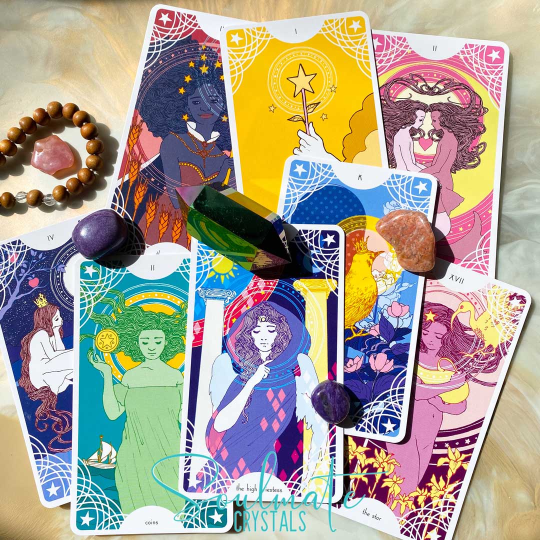 Soulmate Crystals Star Spinner Tarot Trungles, Boxed Tarot Card Set, 81 Cards and Guidebook for Divination