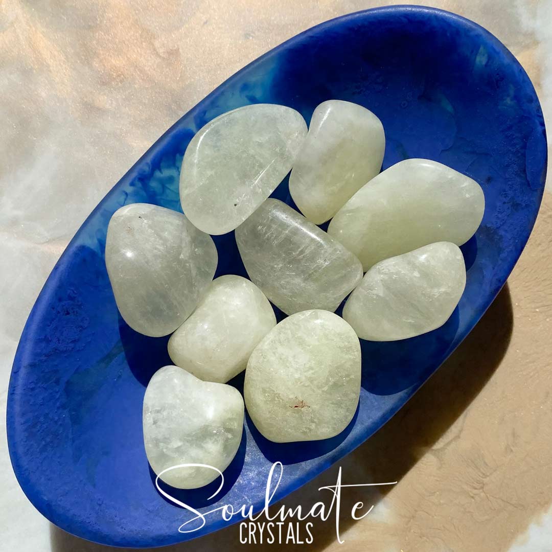 Soulmate Crystals Sulphur Quartz Tumbled Stone, Pale Yellow Crystal for Change, Personal Power, Transformation, Sulfur Quartz.