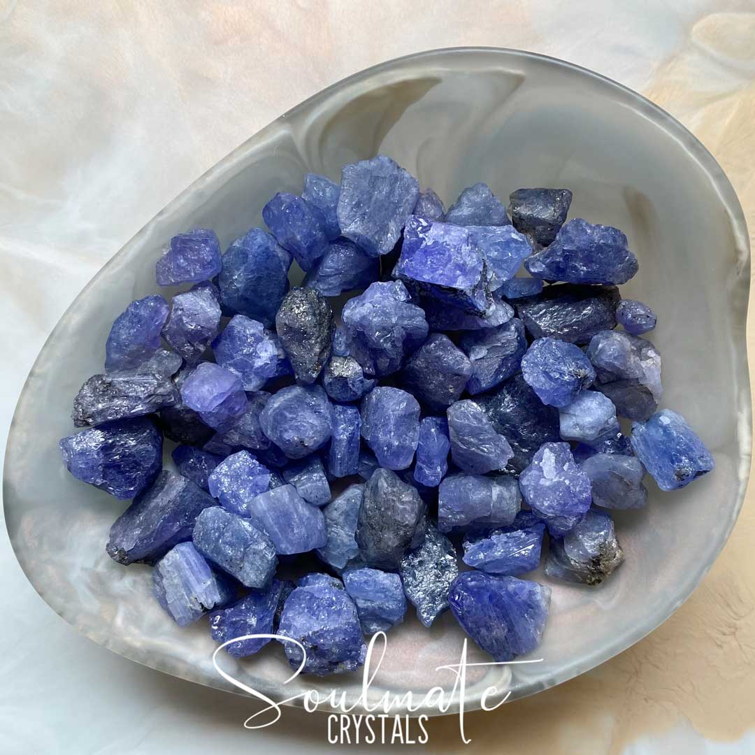 Soulmate Crystals Tanzanite Raw Natural Stone, Indigo Blue-Violet Crystal for Wish Fulfilment, Inspiration, Energy Creation and Flow. Rare Gemstone.