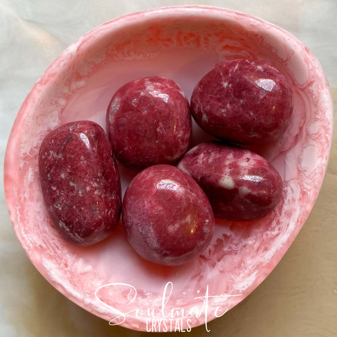 Soulmate Crystals Thulite Tumbled Stone, Pink Reddish Crystal for Love, Harmony, Inner Self, Nurturing, Kindness, Relationships.