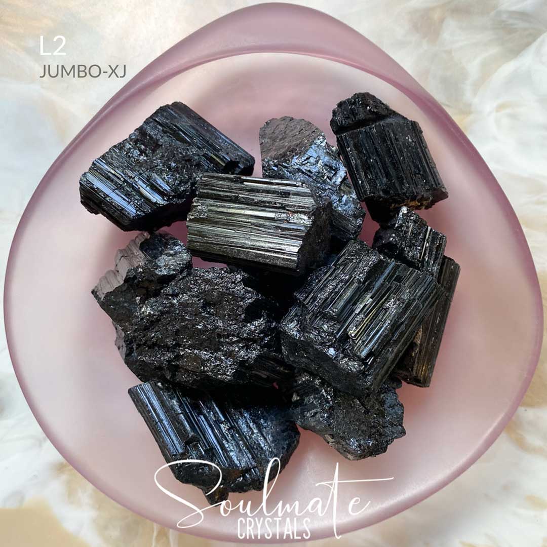 Soulmate Crystals Black Tourmaline Raw Stone, Black Crystal for EMF Protection, Grounding, Restoration and Shield Negativity